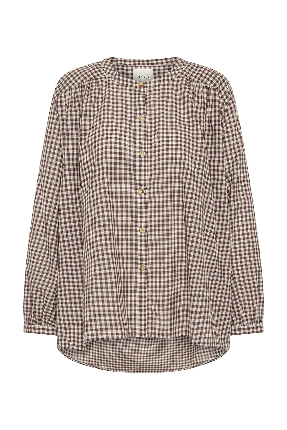 Posse Mira Shirt - Petite Mocha Gingham – Minimalist Sustainable Tops | Luxury Shoes Mira Shirt - Petite Mocha Gingham by Posse the Label ‚Äì luxury tops in Brown available at Luxury Shoes