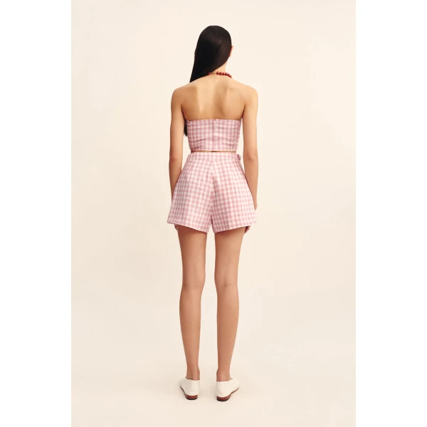 Posse Paige Bandeau - Pink Gingham – sustainable Tops in Pink from Australian designer at Luxury Shoes .