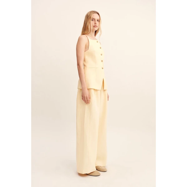 Posse Parker Trouser - Dusty Citron – sustainable Pants in Yellow from Australian designer at Luxury Shoes .