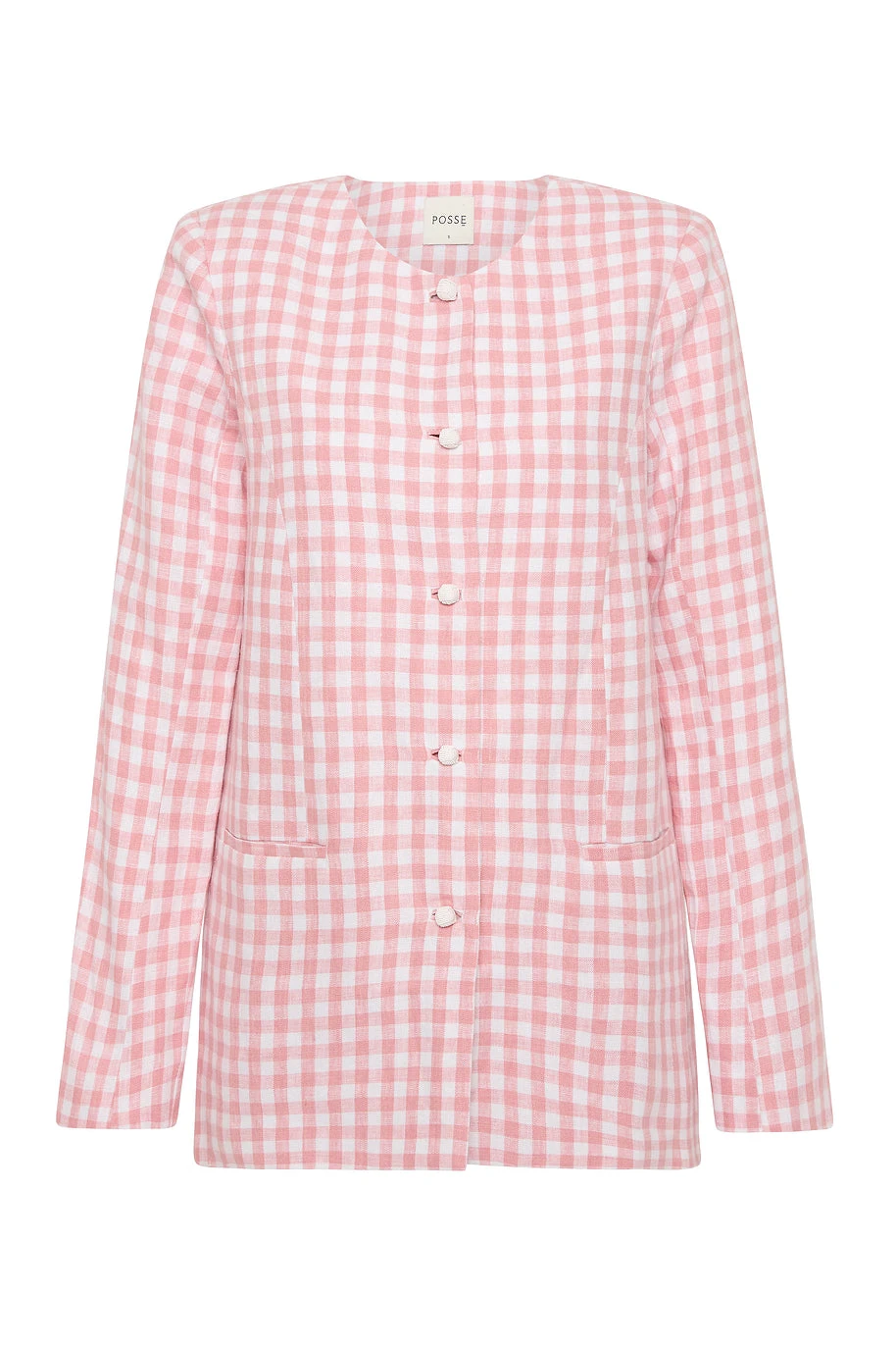 Posse Rio Shift Jacket - Pink Gingham – Minimalist Sustainable Jackets | Luxury Shoes Rio Shift Jacket - Pink Gingham by Posse the Label ‚Äì luxury jackets in Pink available at Luxury Shoes