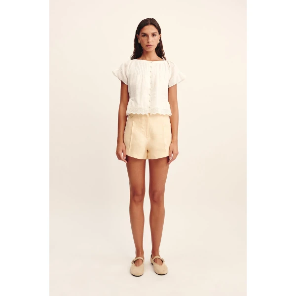 Posse Rosalie Short - Dusty Citron – sustainable Shorts in Yellow from Australian designer at Luxury Shoes .
