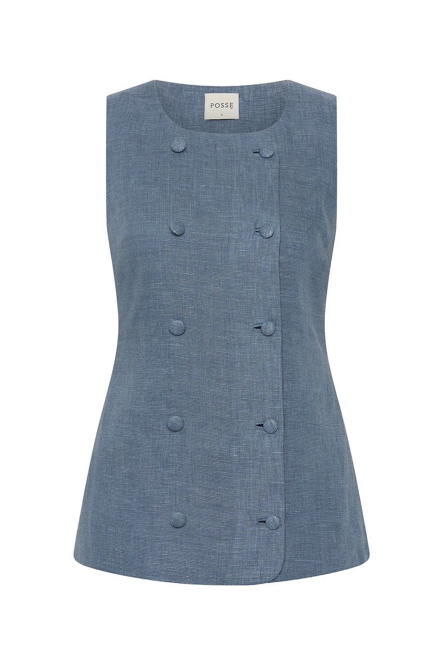Posse Thea Vest - Steel Blue – Minimalist Sustainable Jackets | Luxury Shoes Thea Vest - Steel Blue by Posse the Label ‚Äì luxury jackets in Blue available at Luxury Shoes