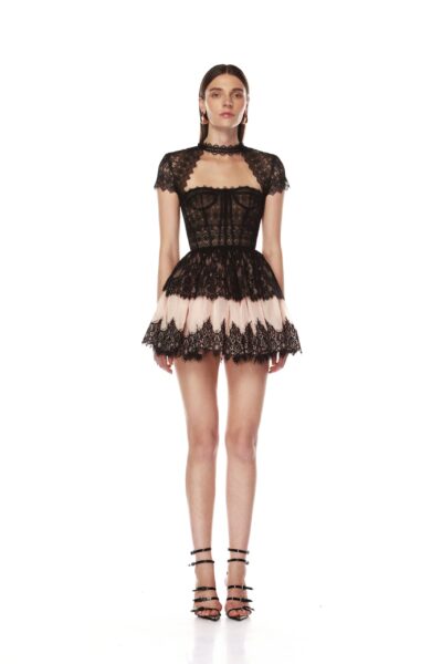 Bronx and Banco Black Daphne Mini Dress  a harmonious blend of structured elegance and timeless sophistication