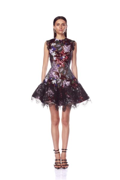 Bronx and Banco Purple Mia Purple Multi Mini Dress  a harmonious blend of structured elegance and timeless sophistication