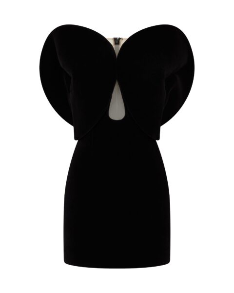 David Koma Circular Sleeve Velvet Mini Dress