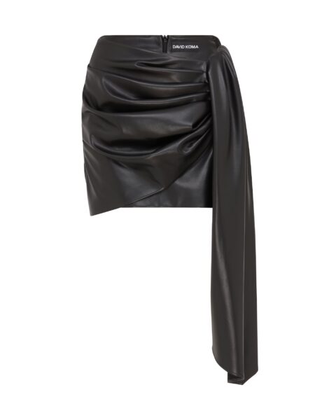 David Koma Faux Leather Draped Mini Skirt