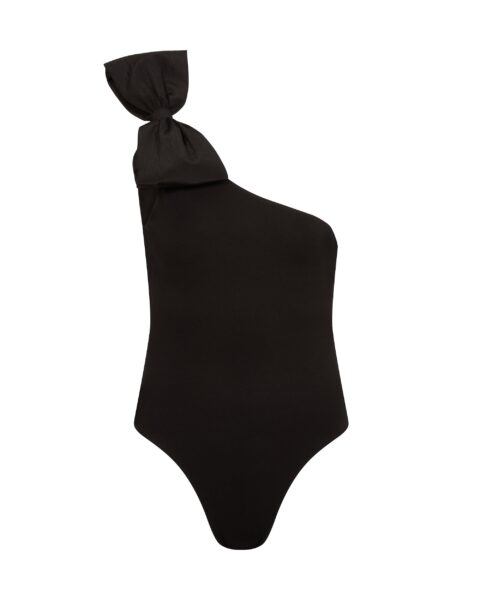 David Koma One Shoulder Bow Detail Bodysuit In Black