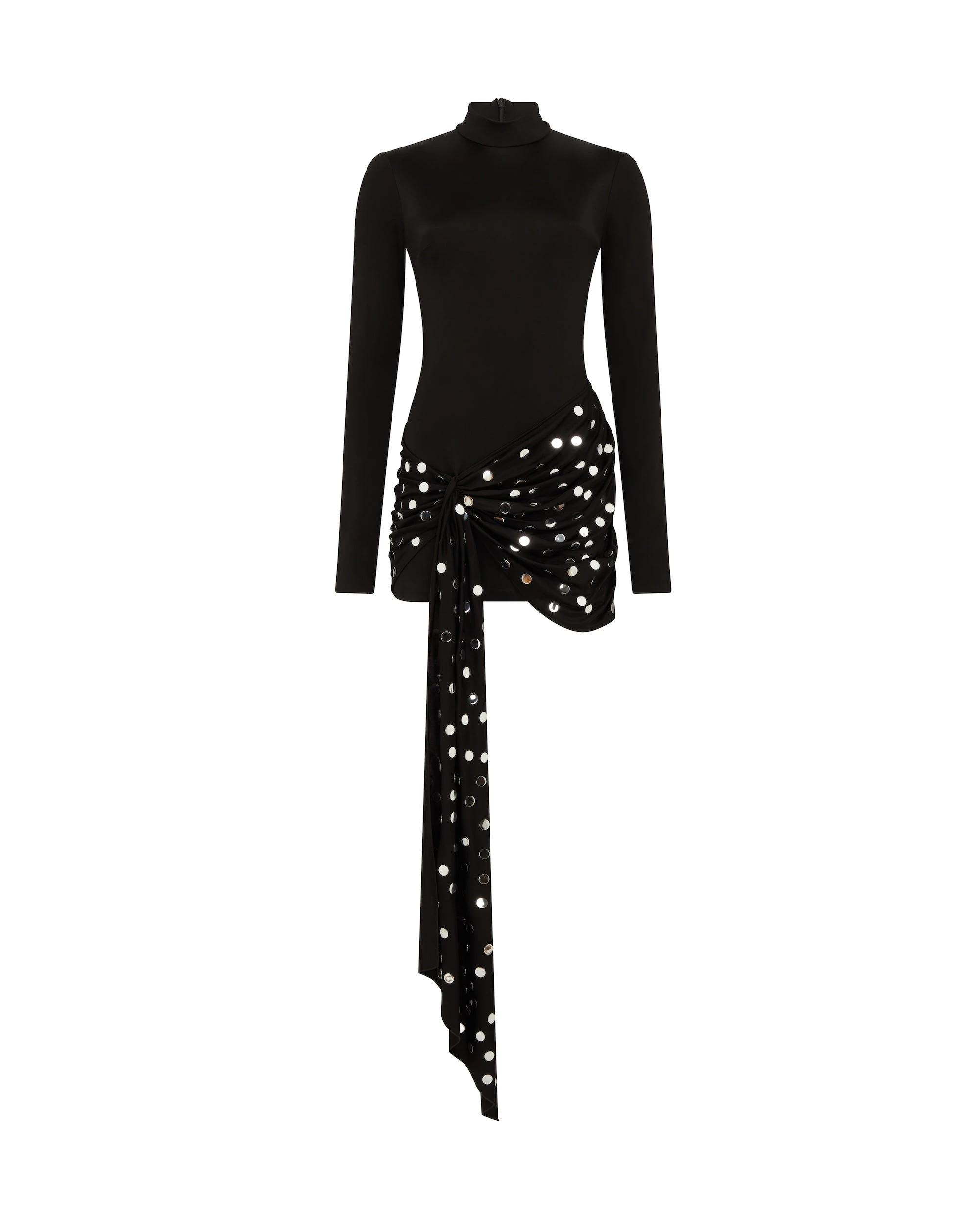 David Koma Silver Polka-Dots Overlay Mini Dress David Koma Silver Polka-Dots Overlay Mini Dress