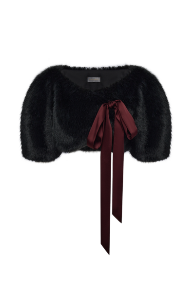 Rasario Cropped Faux Fur – couture evening dress
