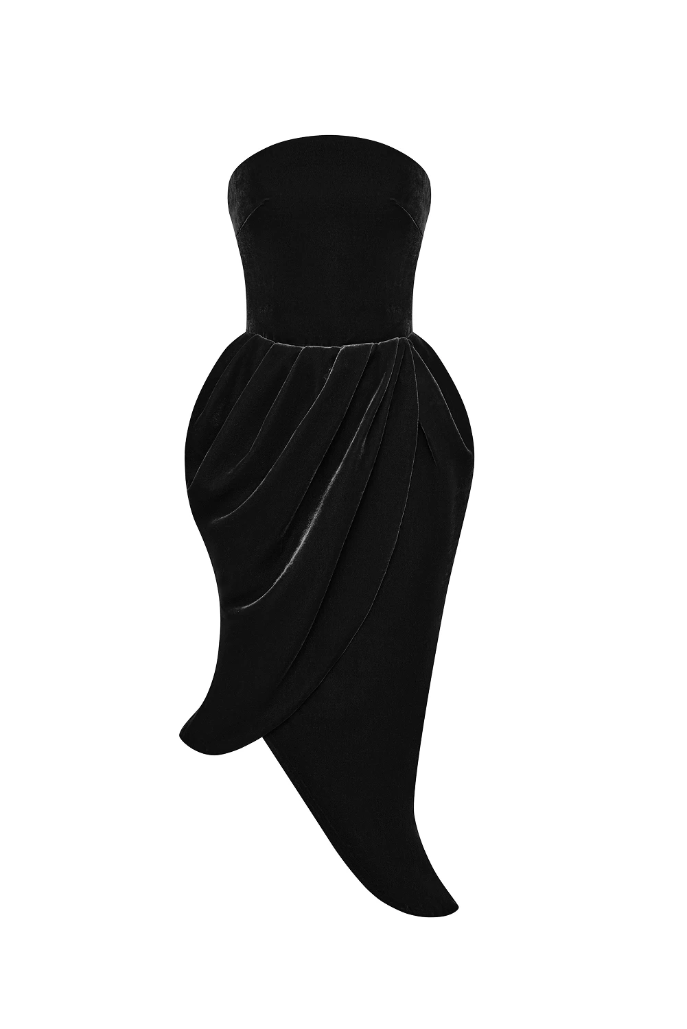 Rasario Asymmetrical Velvet Corset Midi Dress Rasario Midi Dress – couture evening dress