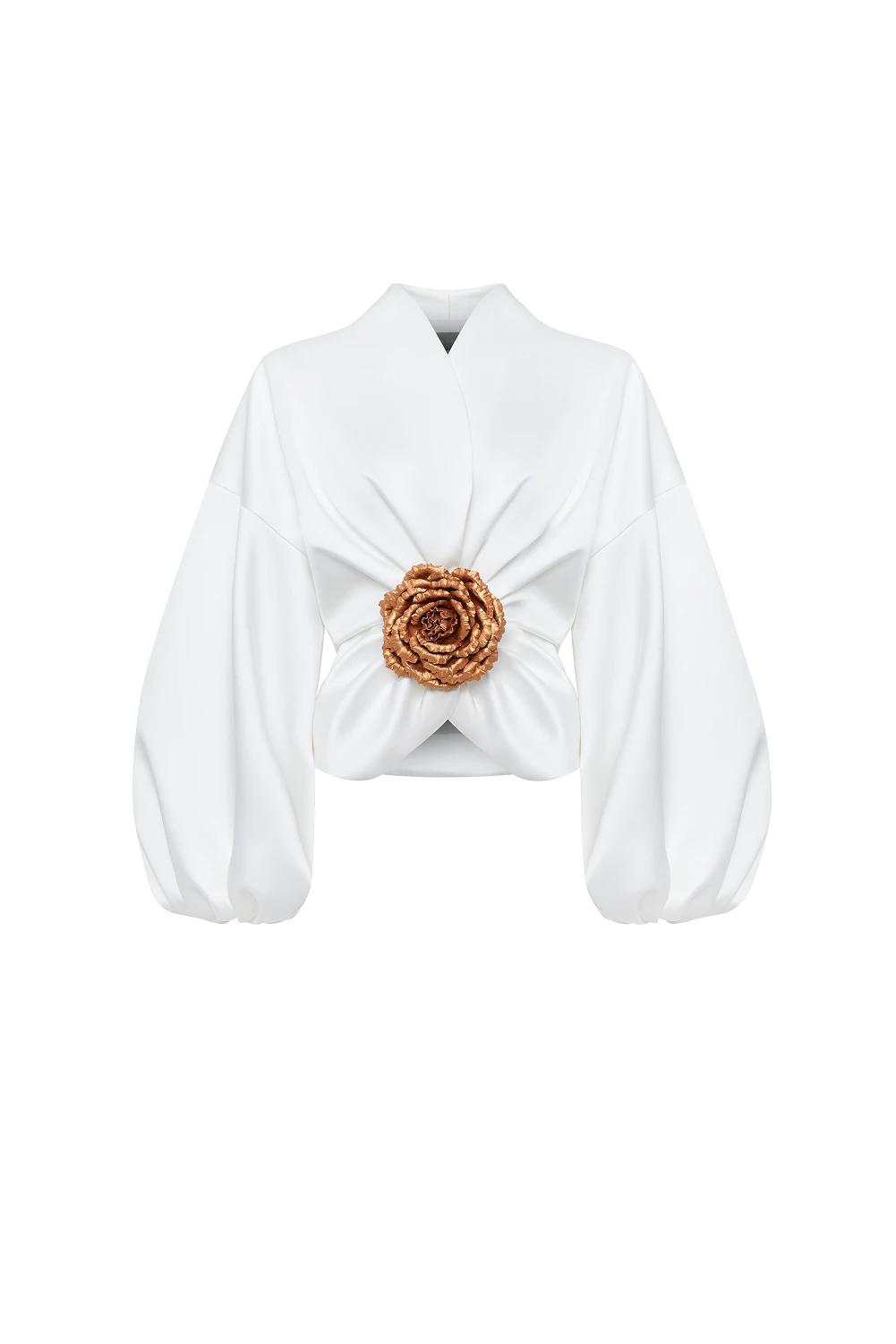 Rasario Satin Jacket With Voluminous Sleeves And A Flower Rasario Satin Jacket – couture evening dress