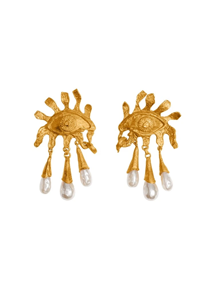 Schiaparelli-Eye-And-Teardrops-Earrings90241_nobg Schiaparelli Earrings luxury Earrings from Luxury Handbags Marketplace