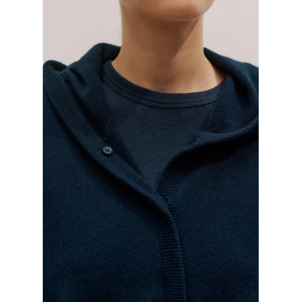 Me and Em Cashmere Drop Shoulder Box Crop Hoody – luxury British Blue in Me and Em exclusively at Luxury Shoes 