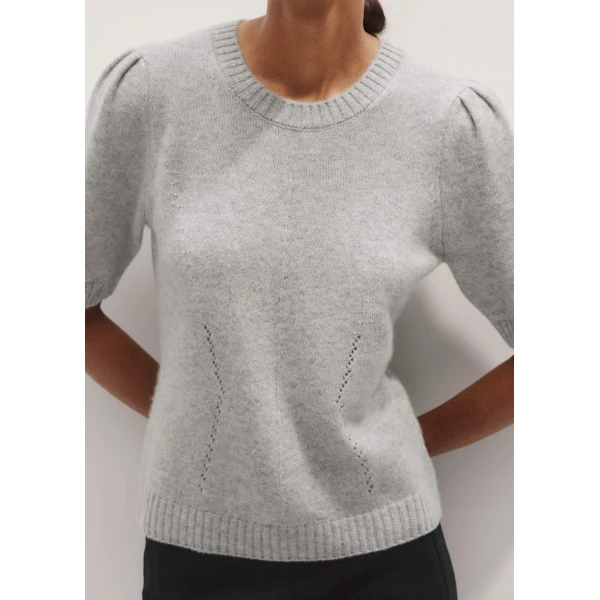 Me and Em Cashmere Feminine Sleeve Tee – luxury British Grey in Me and Em exclusively at Luxury Shoes 