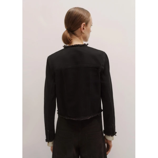 Me + Em Collarless Fray Jacket – luxury British Black in Me and Em exclusively at Luxury Shoes 