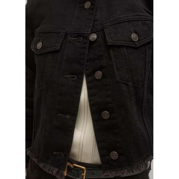 Me + Em Collarless Fray Jacket – luxury British Black in Me and Em exclusively at Luxury Shoes 