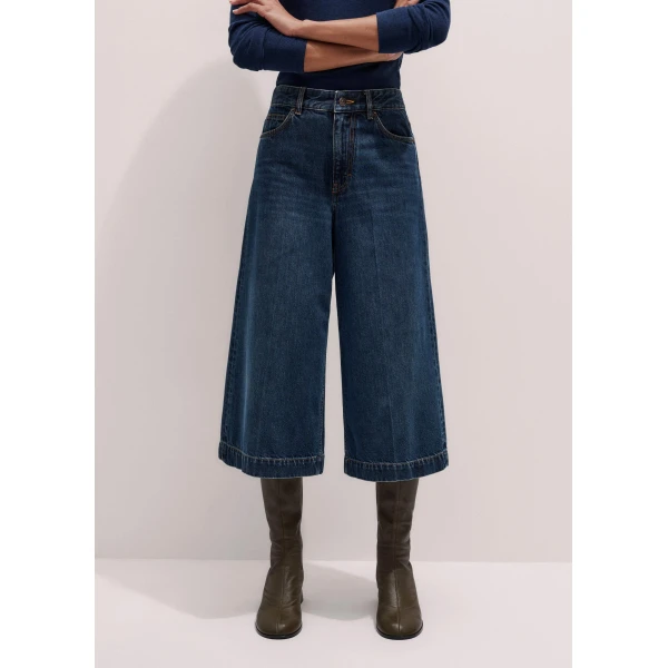 Me + Em Crease-Front Culotte – luxury British Blue in Me and Em exclusively at Luxury Shoes 