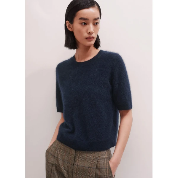 Me and Em Crop Knit Tee – luxury British Blue in Me and Em exclusively at Luxury Shoes 