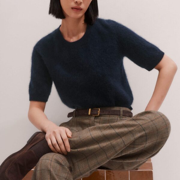 Me and Em Crop Knit Tee – luxury British Blue in Me and Em exclusively at Luxury Shoes 