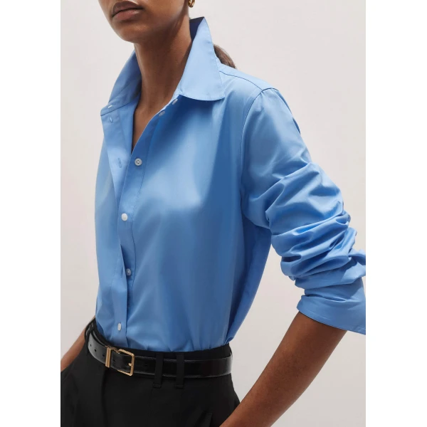 Me + Em Curved Hem Shirt – luxury British Blue in Me and Em exclusively at Luxury Shoes 