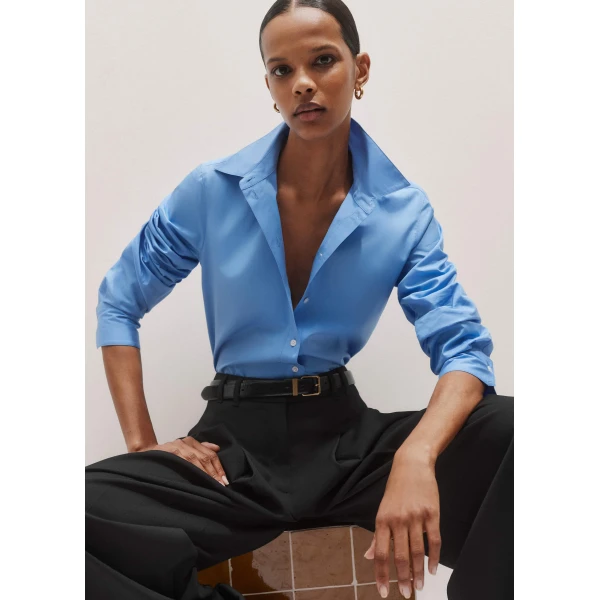 Me and Em Curved Hem Shirt – luxury British Blue in Me and Em exclusively at Luxury Shoes 