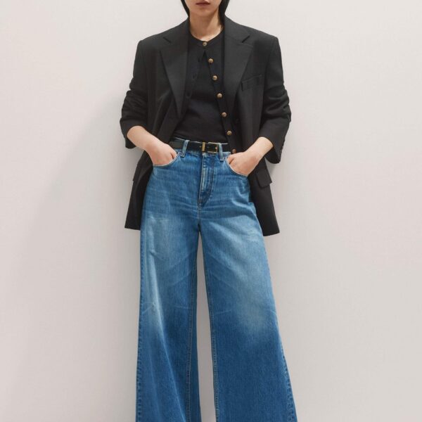 Me and Em Distressed Ultimate Wide-Leg Jean – luxury British Blue in Me and Em exclusively at Luxury Shoes 