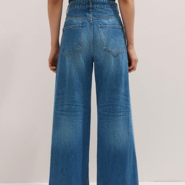 Me + Em Distressed Ultimate Wide-Leg Jean – luxury British Blue in Me and Em exclusively at Luxury Shoes 