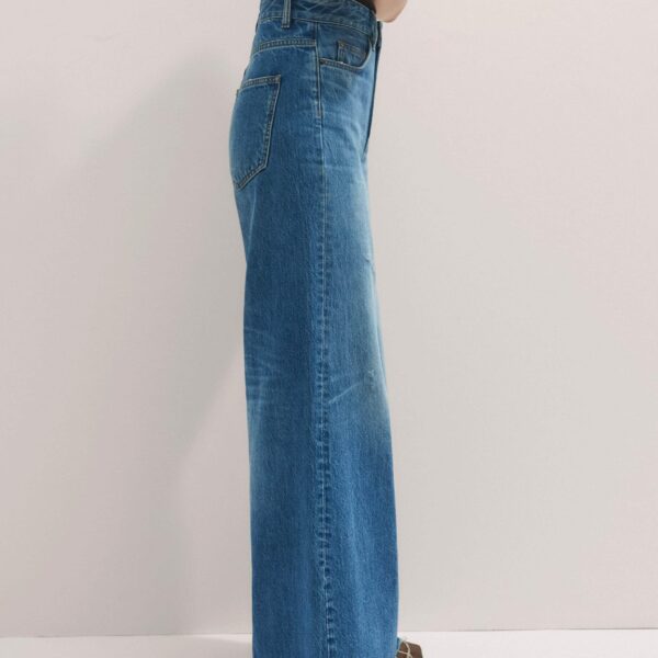 Me and Em Distressed Ultimate Wide-Leg Jean – luxury British Blue in Me and Em exclusively at Luxury Shoes 
