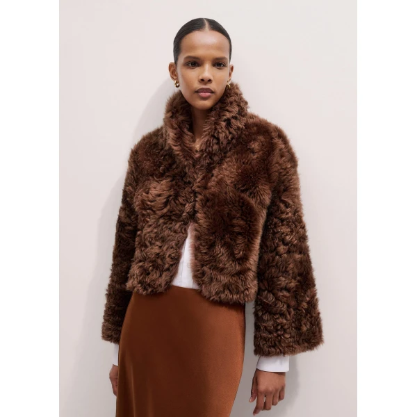 Me + Em Evening Crop Jacket – luxury British Brown in Me and Em exclusively at Luxury Shoes 