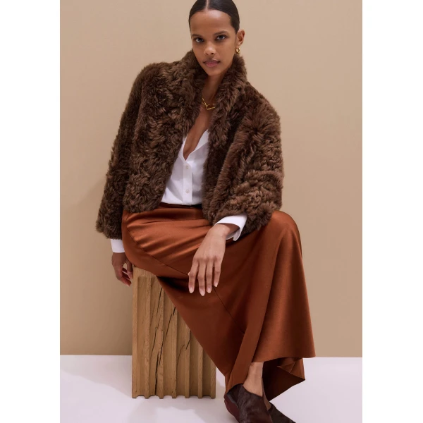 Me + Em Evening Crop Jacket – luxury British Brown in Me and Em exclusively at Luxury Shoes 
