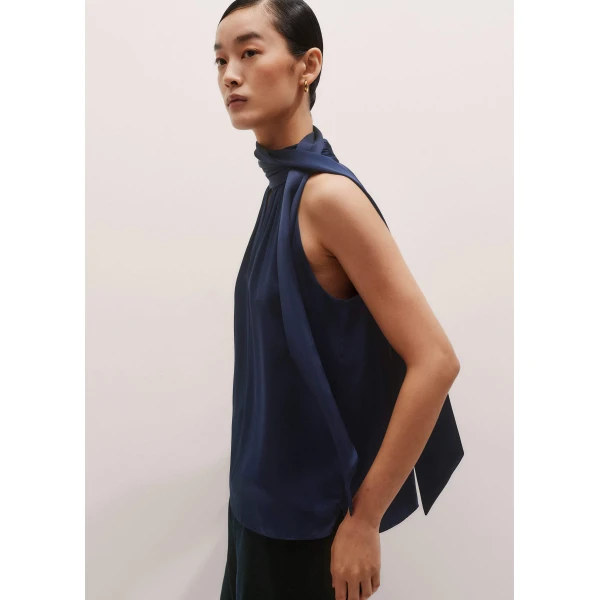 Me and Em Halterneck Top + Tie – luxury British Blue in Me and Em exclusively at Luxury Shoes 
