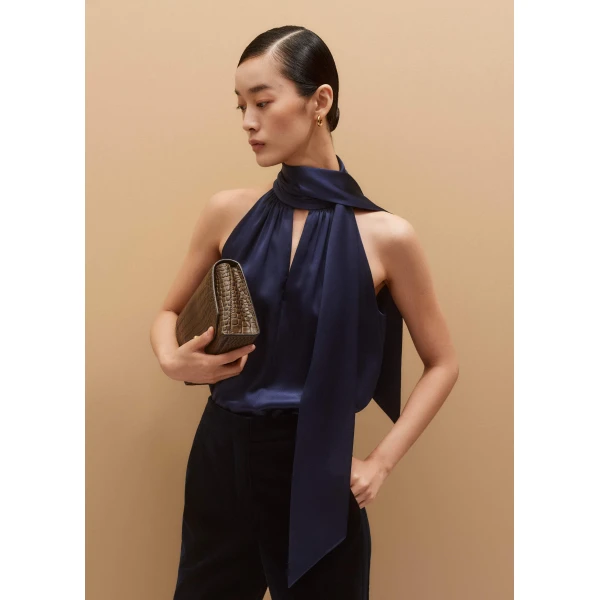Me and Em Halterneck Top + Tie – luxury British Blue in Me and Em exclusively at Luxury Shoes 