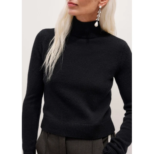 Me + Em High Neck Crop Jumper – luxury British Black in Me and Em exclusively at Luxury Shoes 