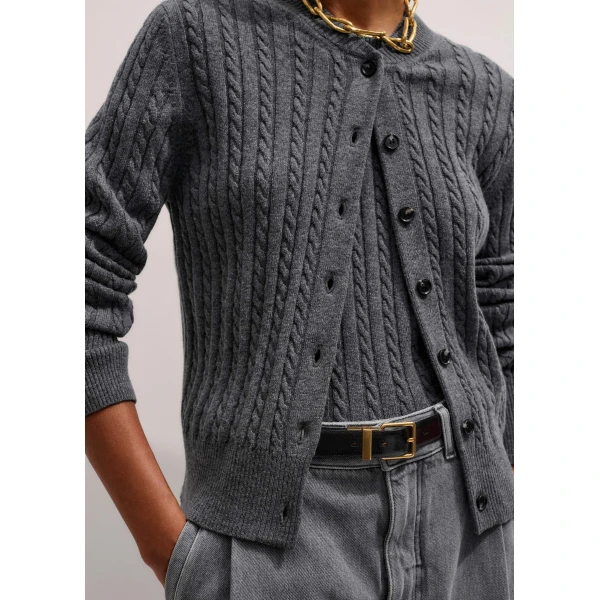 Me and Em Micro Cable Cardigan – luxury British Grey in Me and Em exclusively at Luxury Shoes 