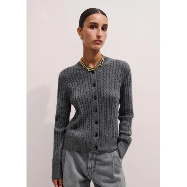 Me + Em Micro Cable Cardigan – luxury British Grey in Me and Em exclusively at Luxury Shoes 