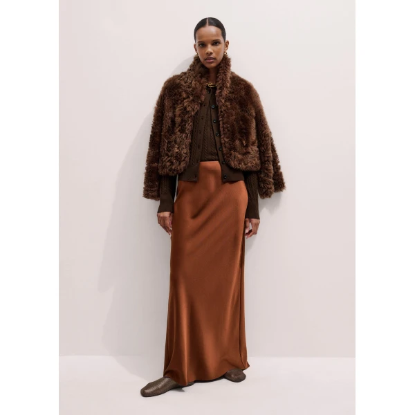 Me + Em Micro Cable Cardigan – luxury British Brown in Me and Em exclusively at Luxury Shoes 