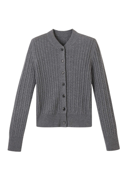 Me and Em Micro Cable Cardigan – luxury British Grey in Me and Em exclusively at Luxury Shoes 