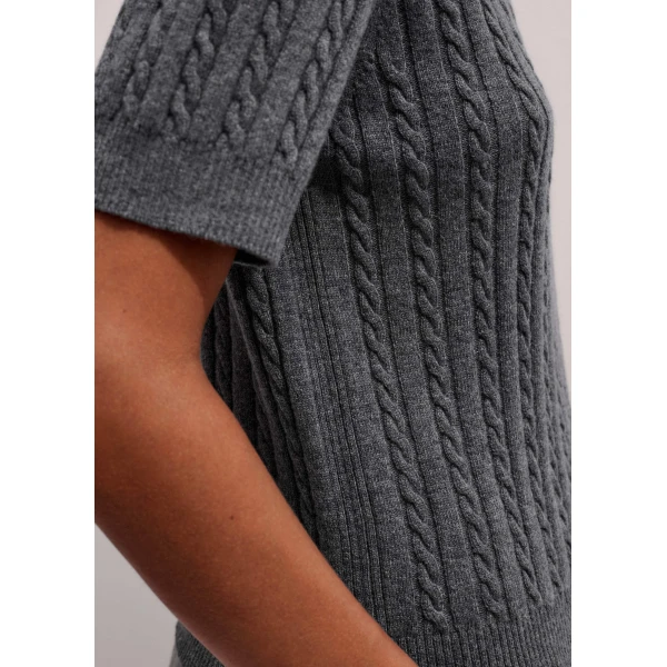 Me + Em Micro Cable Knit Tee – luxury British Grey in Me and Em exclusively at Luxury Shoes 