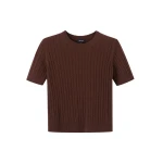 Me and Em Micro Cable Knit Tee – luxury British Brown in Me and Em exclusively at Luxury Shoes 