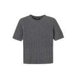 Me and Em Micro Cable Knit Tee – luxury British Grey in Me and Em exclusively at Luxury Shoes 
