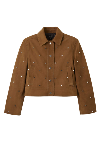 Me and Em Relaxed Studded Jacket – luxury British Brown in Me and Em exclusively at Luxury Shoes 