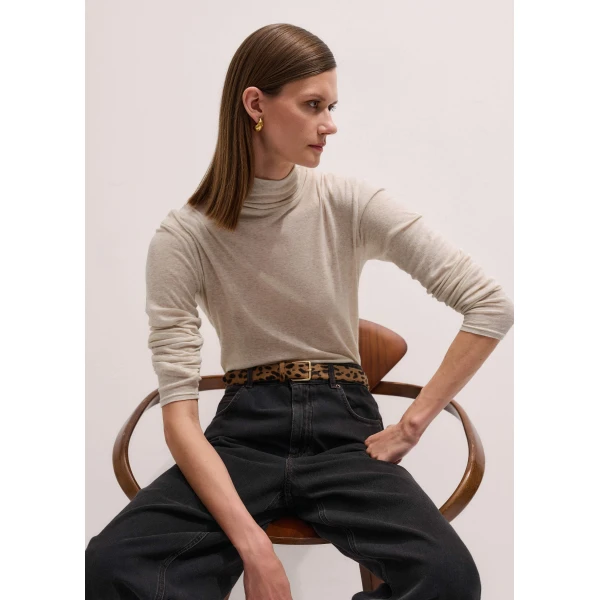 Me + Em Sheer High Neck Top – luxury British Beige in Me and Em exclusively at Luxury Shoes 