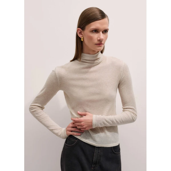 Me + Em Sheer High Neck Top – luxury British Neutrals in Me and Em exclusively at Luxury Shoes 