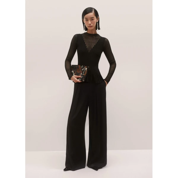 Me + Em Sheer Knit Peplum Top – luxury British Black in Me and Em exclusively at Luxury Shoes 