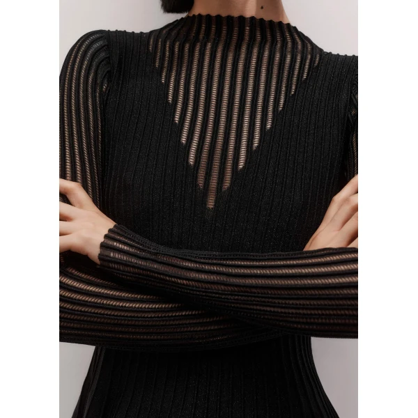Me + Em Sheer Knit Peplum Top – luxury British Black in Me and Em exclusively at Luxury Shoes 
