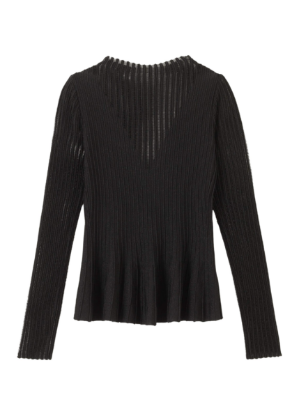 Me and Em Sheer Knit Peplum Top – luxury British Black in Me and Em exclusively at Luxury Shoes 