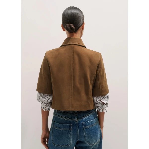 Me + Em Short Sleeve Jacket – luxury British Brown in Me and Em exclusively at Luxury Shoes 