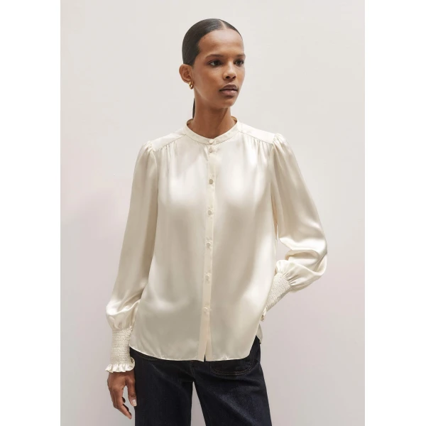Me + Em Silk Satin Blouse + Tie – luxury British Ivory in Me and Em exclusively at Luxury Shoes 