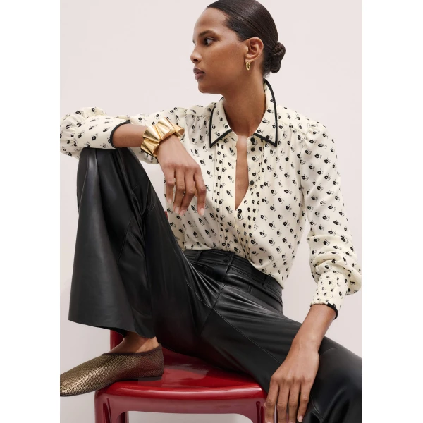 Me + Em Straight Blouse + Tie – luxury British Ivory in Me and Em exclusively at Luxury Shoes 
