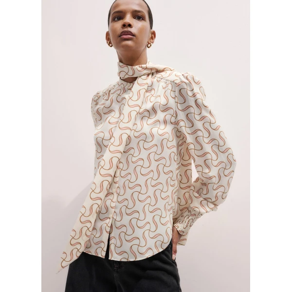 Me + Em Straight Blouse + Tie – luxury British Multicolour in Me and Em exclusively at Luxury Shoes 